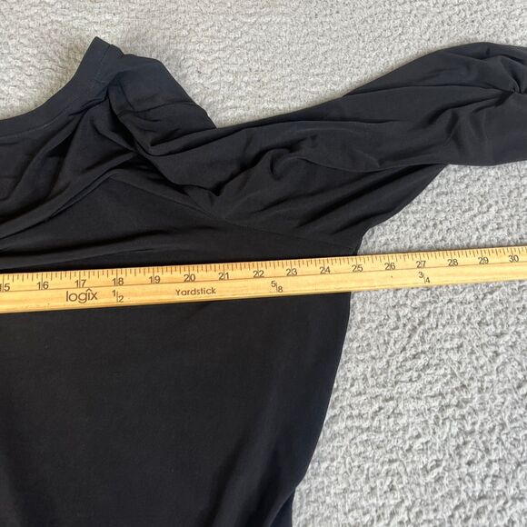 Susan Graver Weekend Blouse 1X  Black Knit 3/4 Sleeve V Neck Top Stretch - Picture 8 of 9